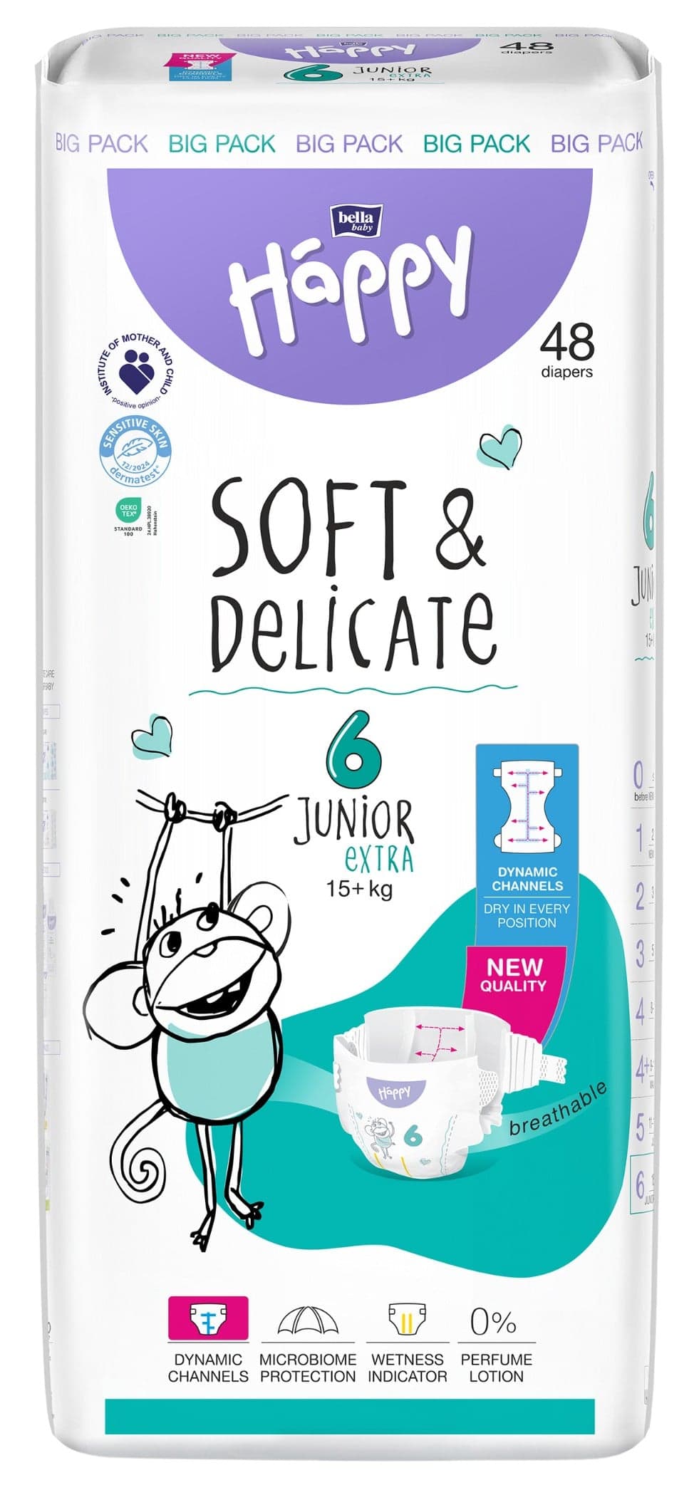 Bella Baby Happy Soft & Delicate jednorázové dětské plenky maxi 15 kg+ (velikost 6)