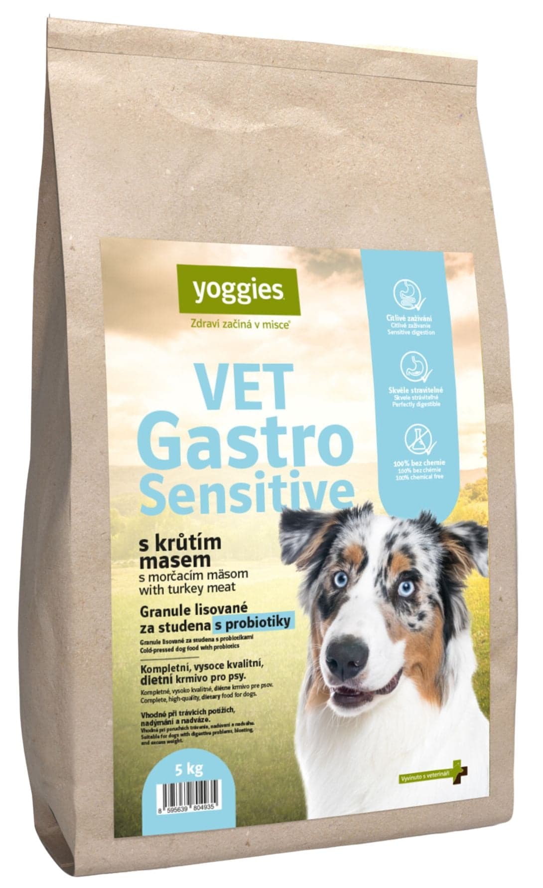 Yoggies VET Gastro Sensitive krůtí maso a probiotika – granule pro psy