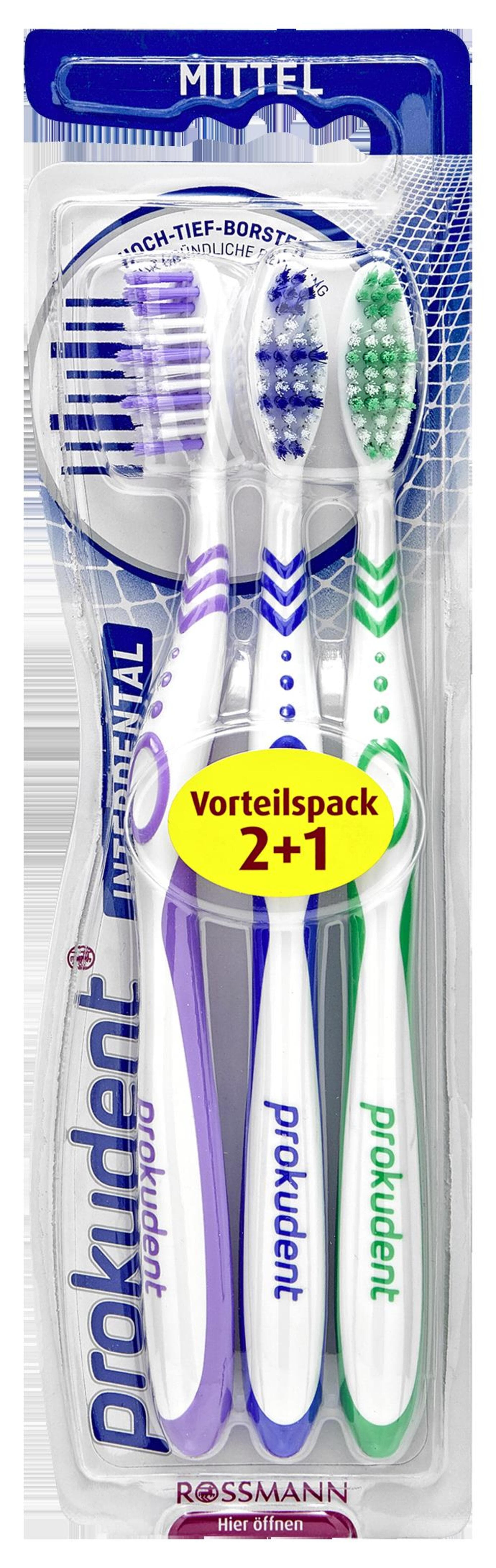 Prokudent Interdental středně tvrdý zubní kartáček 3 ks