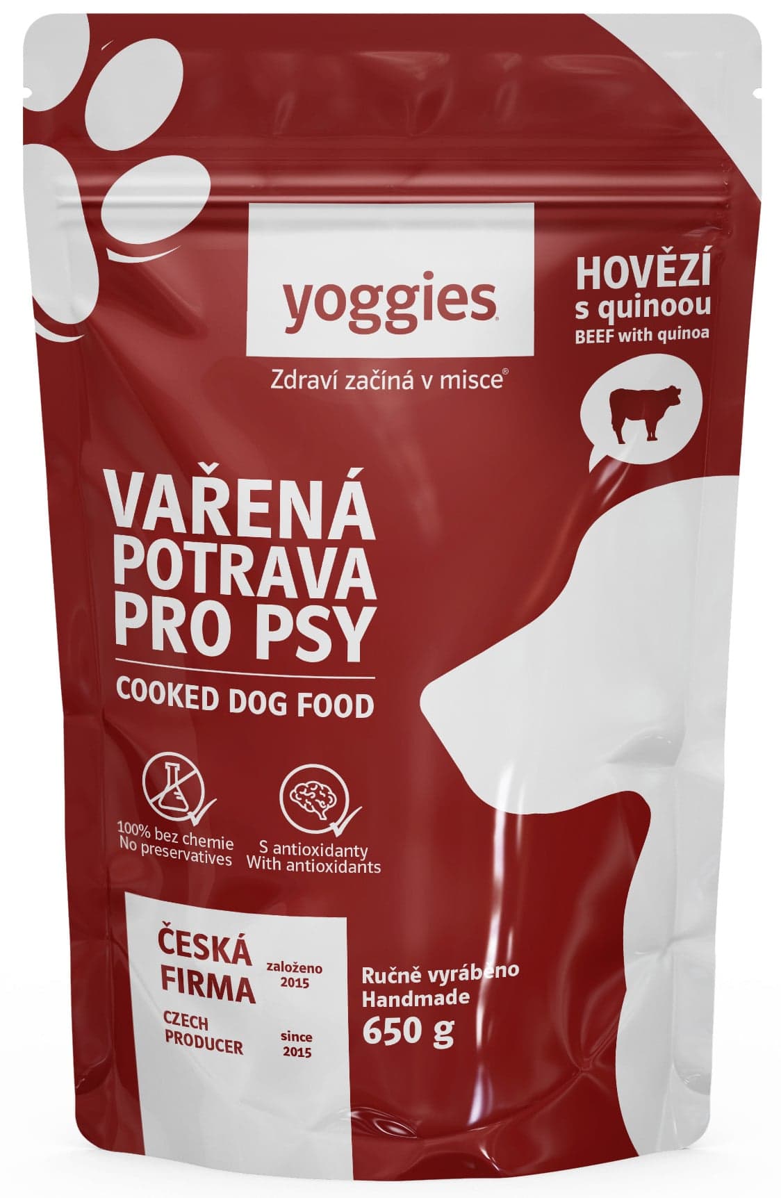 Yoggies Vařená potrava pro psy – hovězí maso s quinoou a kloubní výživou