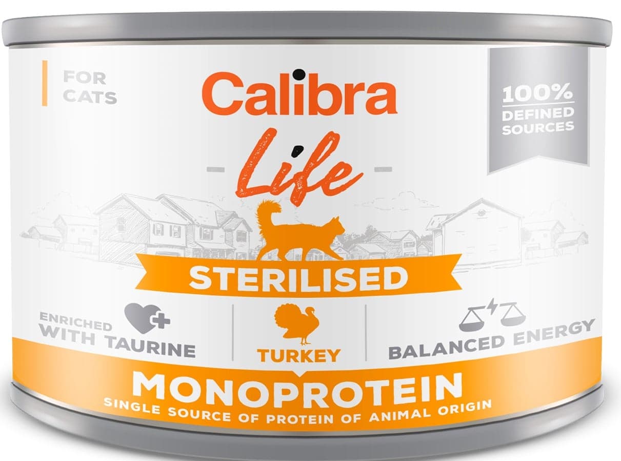 Calibra Cat Life konzerva pro kastrované kočky s krůtím