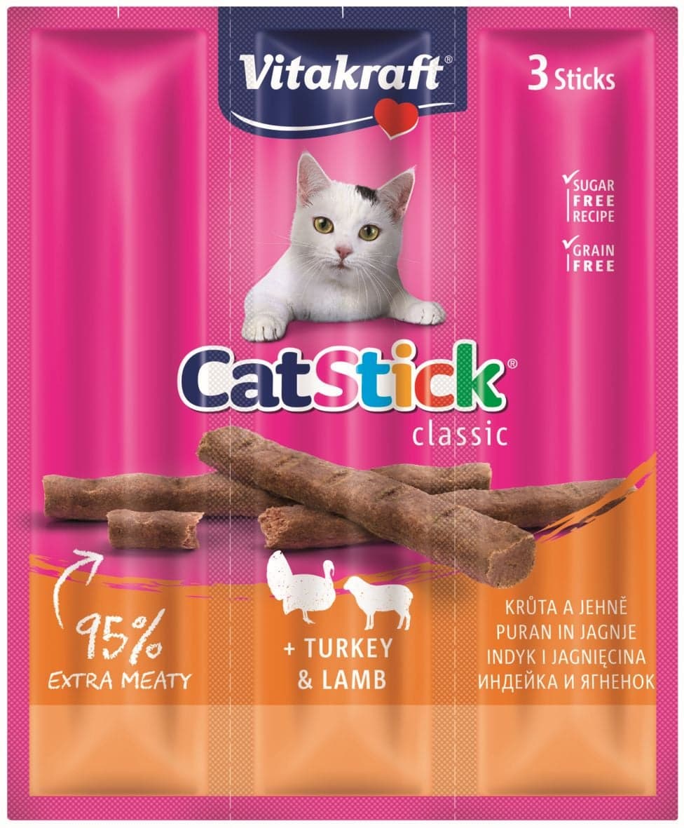 Vitakraft CatStick Mini Tyčinka s krůtím a jehněčím pamlsek pro kočky