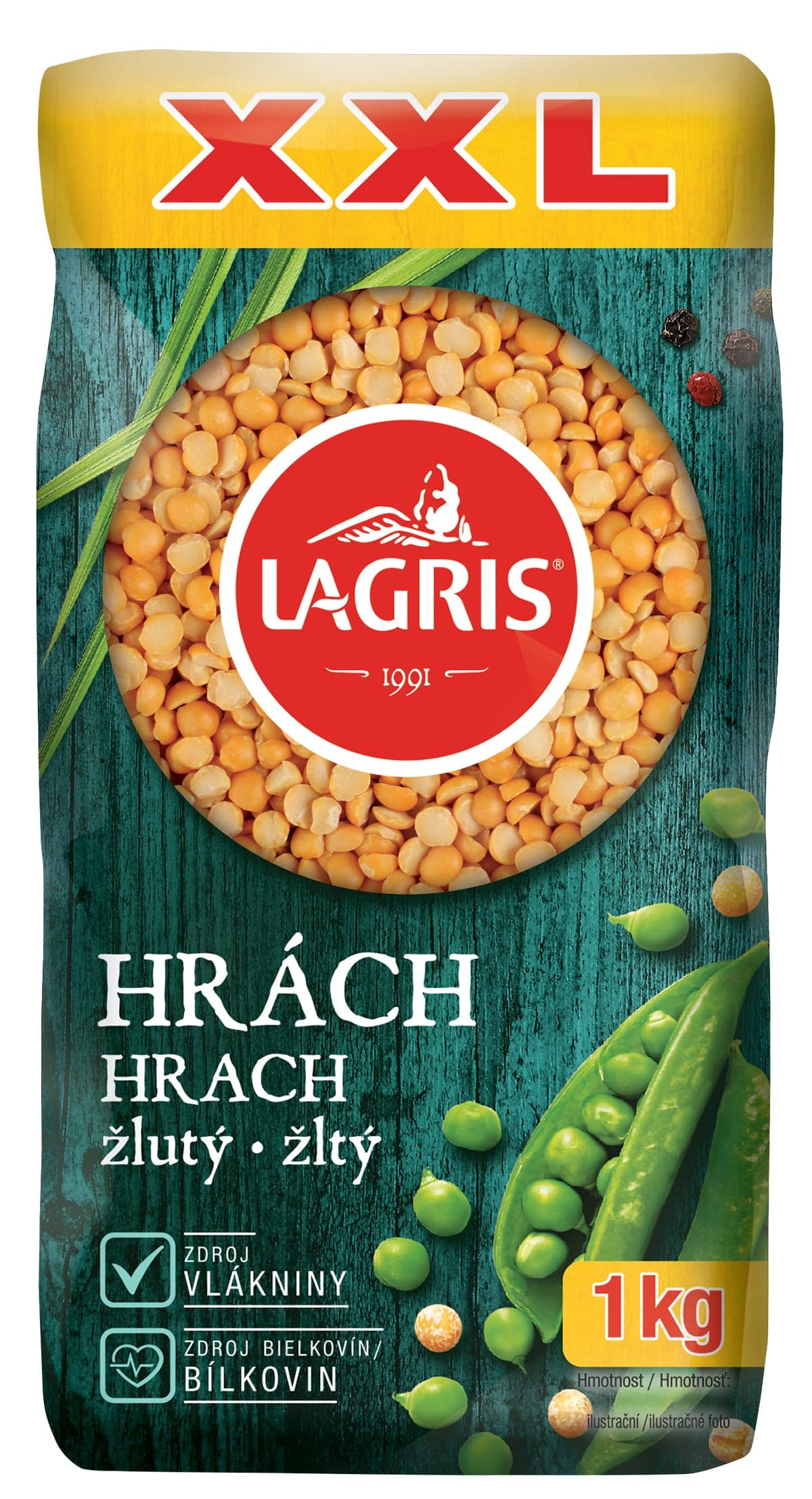 Lagris Hrách žlutý loupaný půlený
