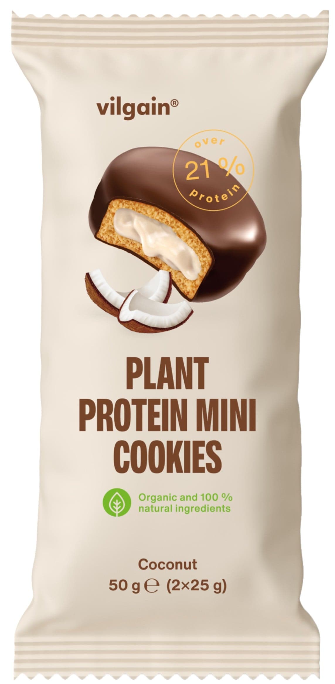 Vilgain BIO Plant Protein Mini cookies kokos (2×25 g) 50 g