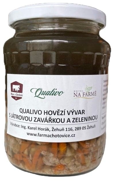 Qualivo Hovězí vývar s játrovou zavářkou a zeleninou