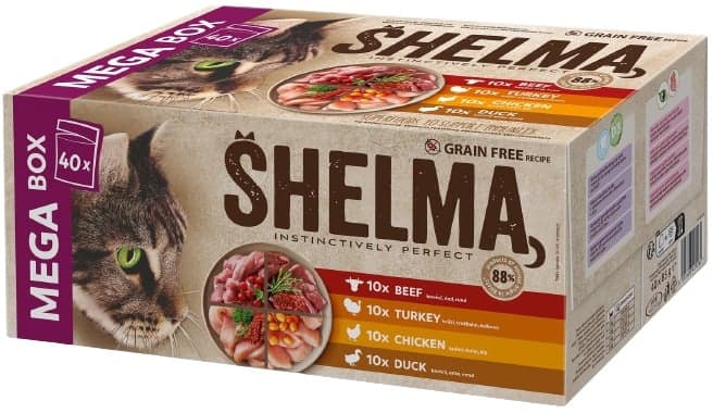Shelma Bezobilné dušené filetky pro kočky (40×85 g)