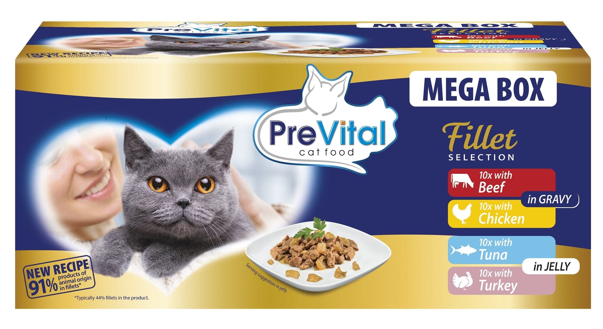 PreVital Fillet Selection kapsičky pro kočky mix masa a ryb v omáčce a želé 40×85 g