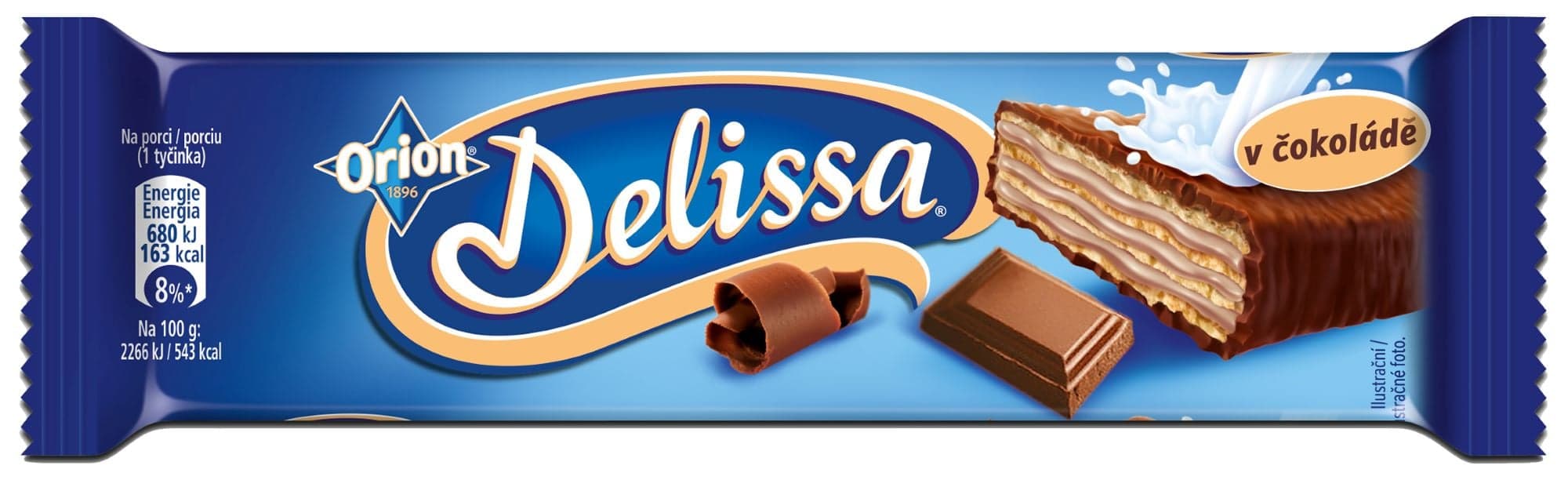 Delissa Oplatka s kakaovou náplní máčená v mléčné čokoládě