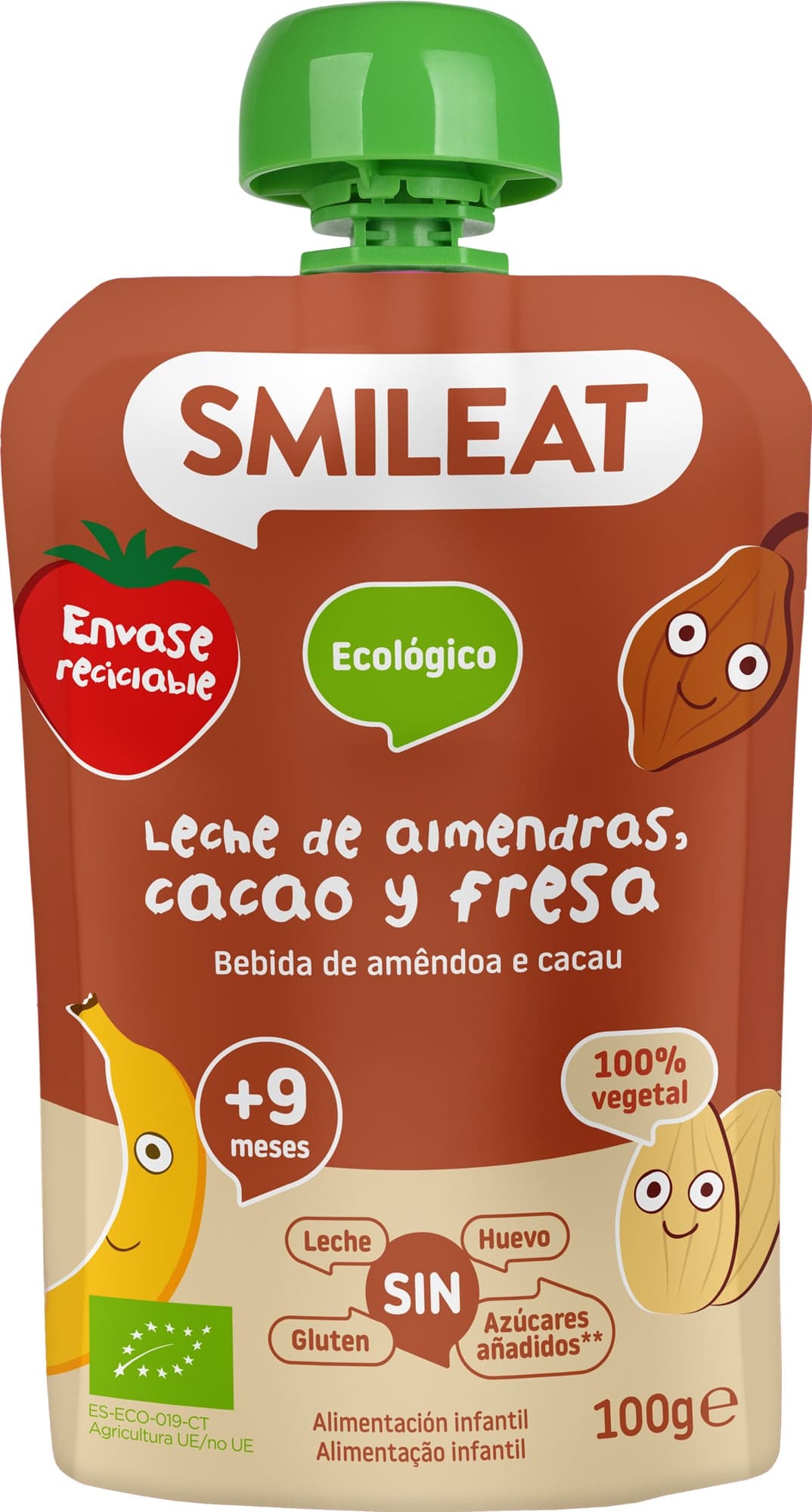 Smileat BIO Kapsička mandlové mléko, banán, jahoda a kakao