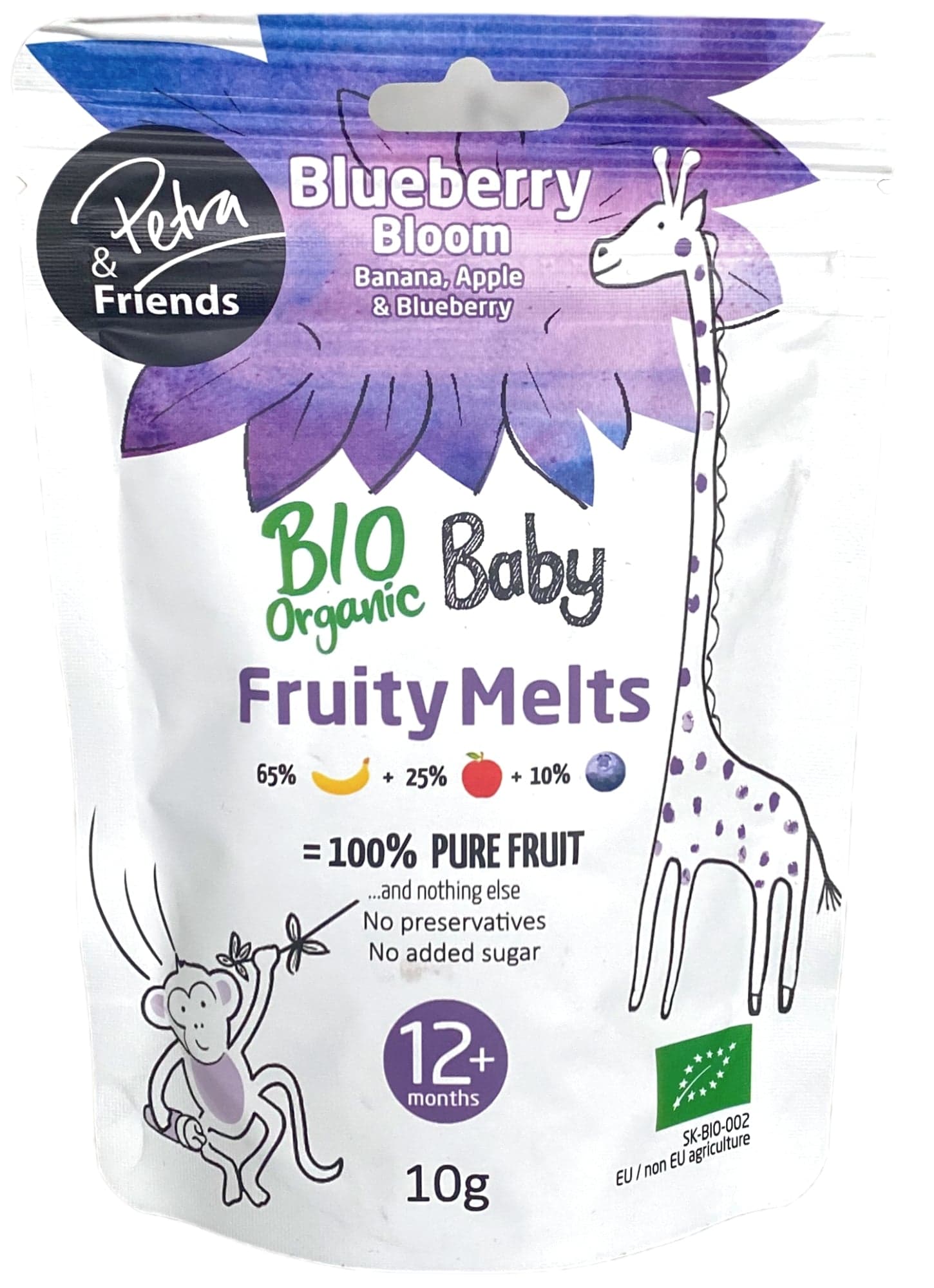 Petra & Friends BIO Ovocné smoothie kousky sušené mrazem – banán, jablko a borůvka 10 g