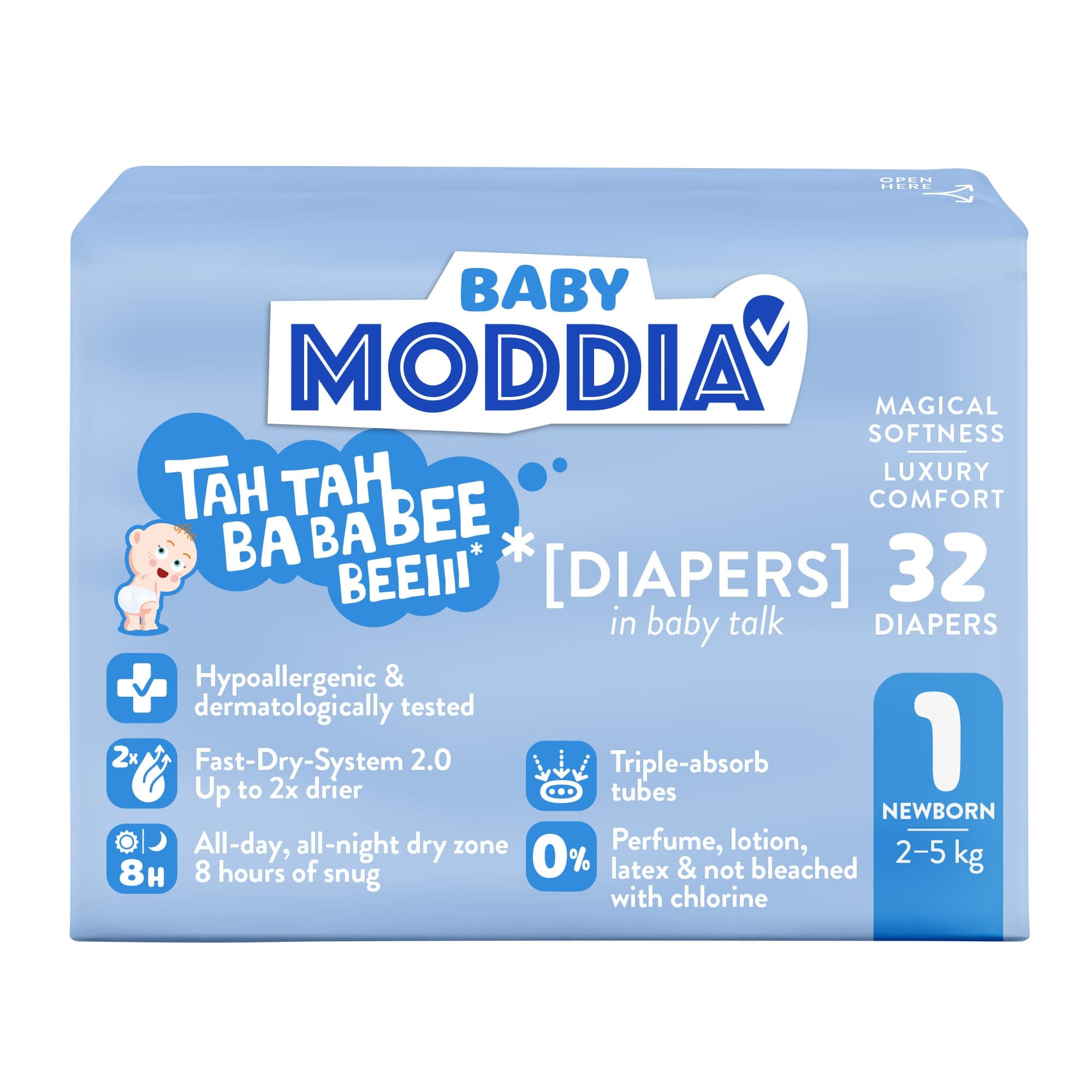 Moddia BABY Jednorázové plenky 1 Newborn (2–5 kg)