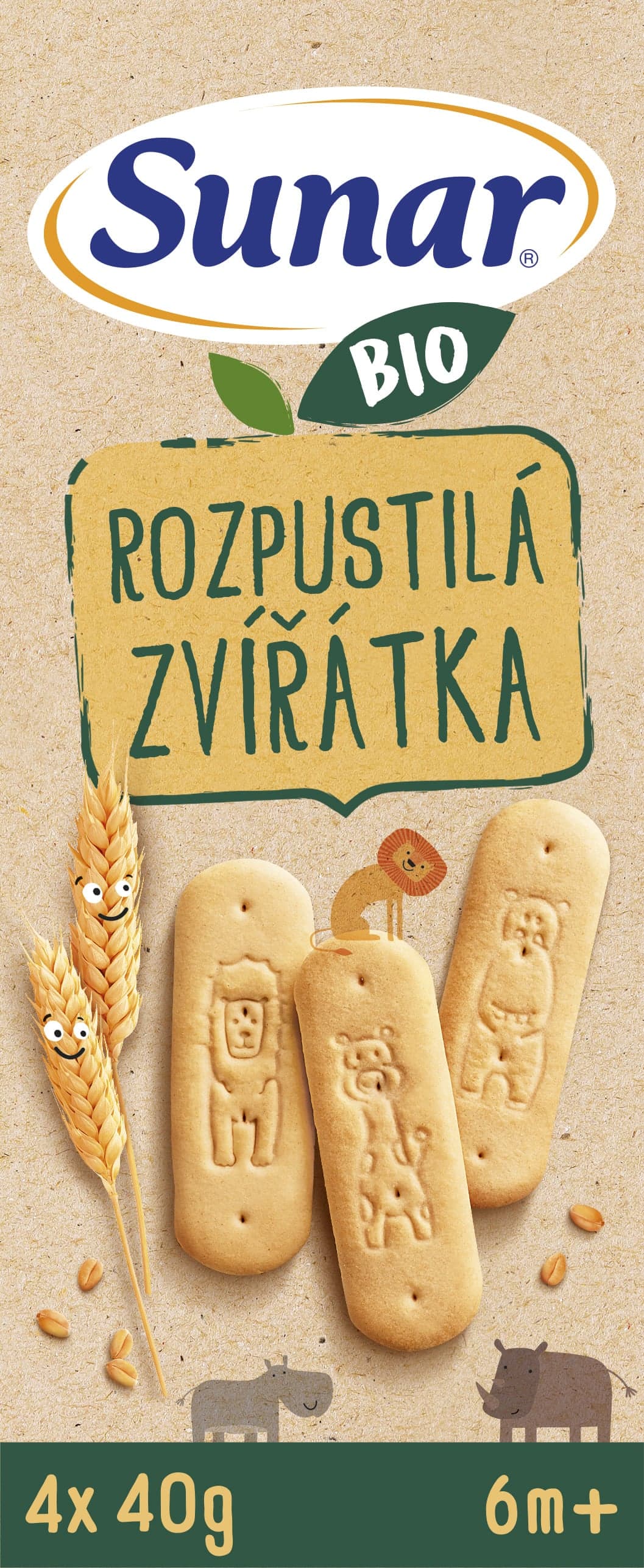 Sunar BIO Rozpustilá zvířátka sušenky 4×40 g