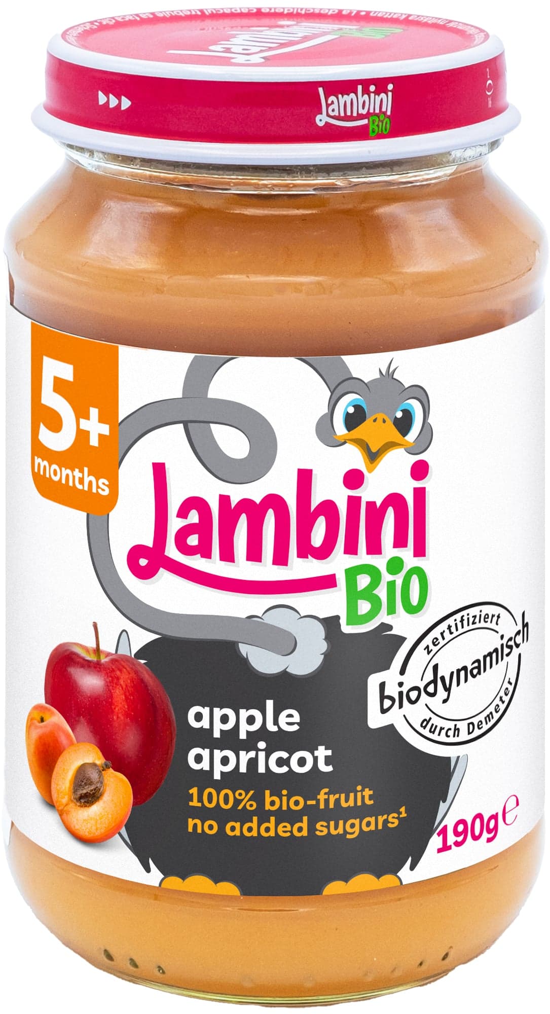 Lambini BIO Demeter příkrm jablko a meruňka