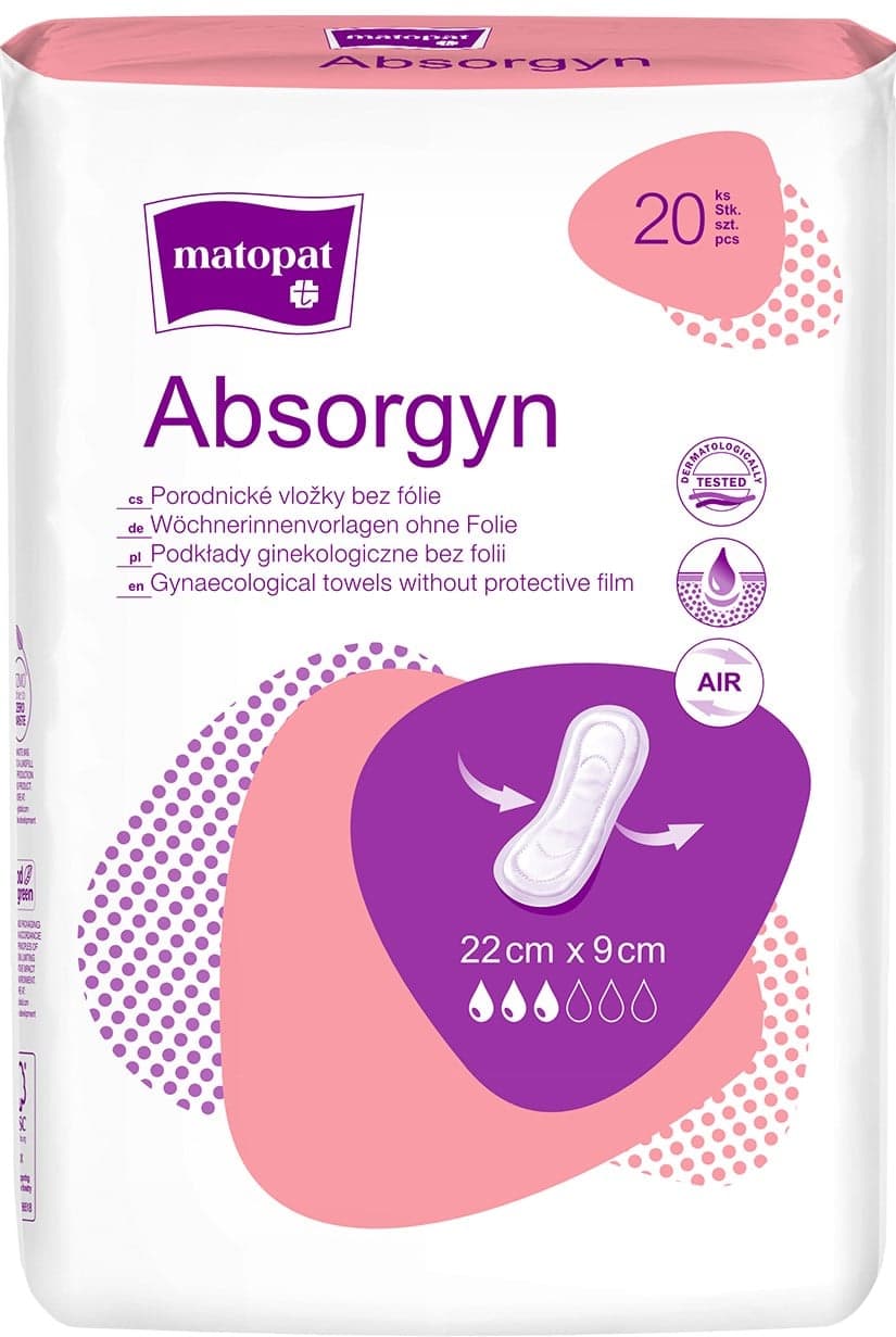 Matopat Absorgyn poporodní gynekologické vložky bez fólie 22×9 cm 20 ks