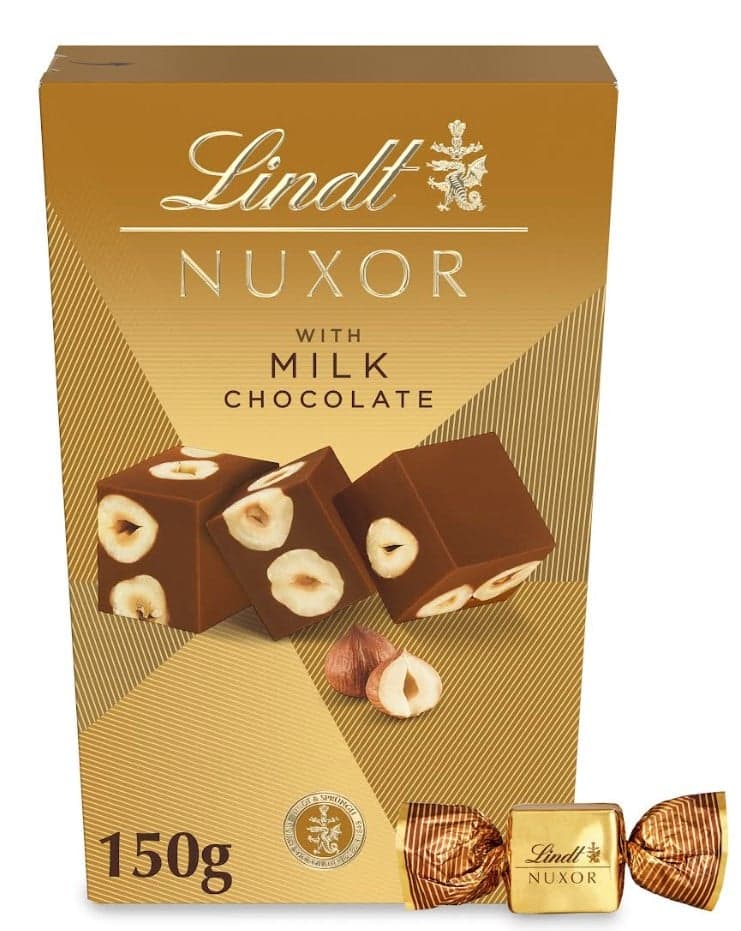 Lindt Bonboniéra Nuxor pralinky mléčná čokoláda s celými lískovými ořechy