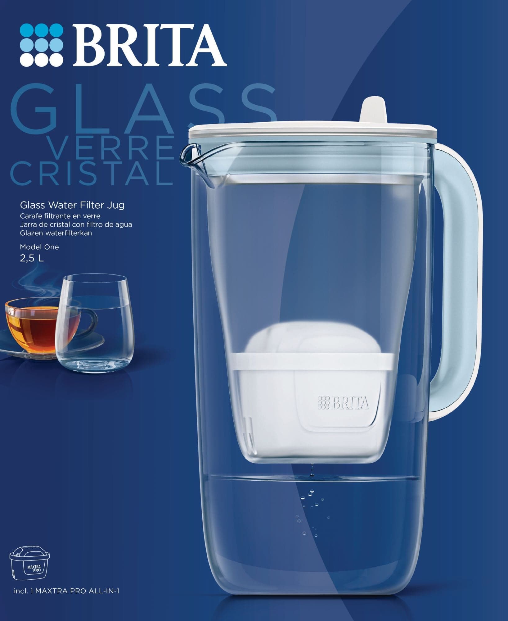 Brita Skleněná konvice světle modrá 2,5 l 1 ks