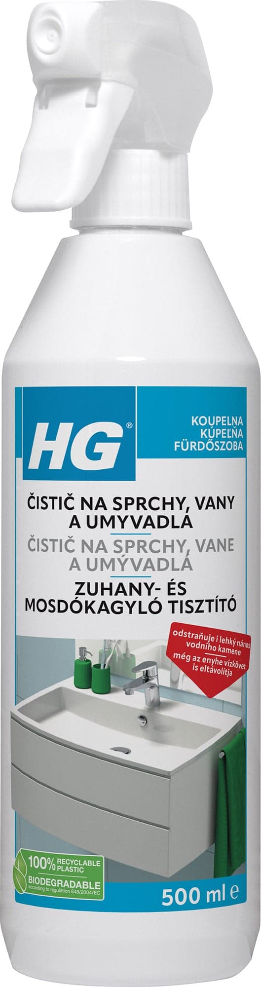 HG Čistič na sprchy, vany a umyvadla