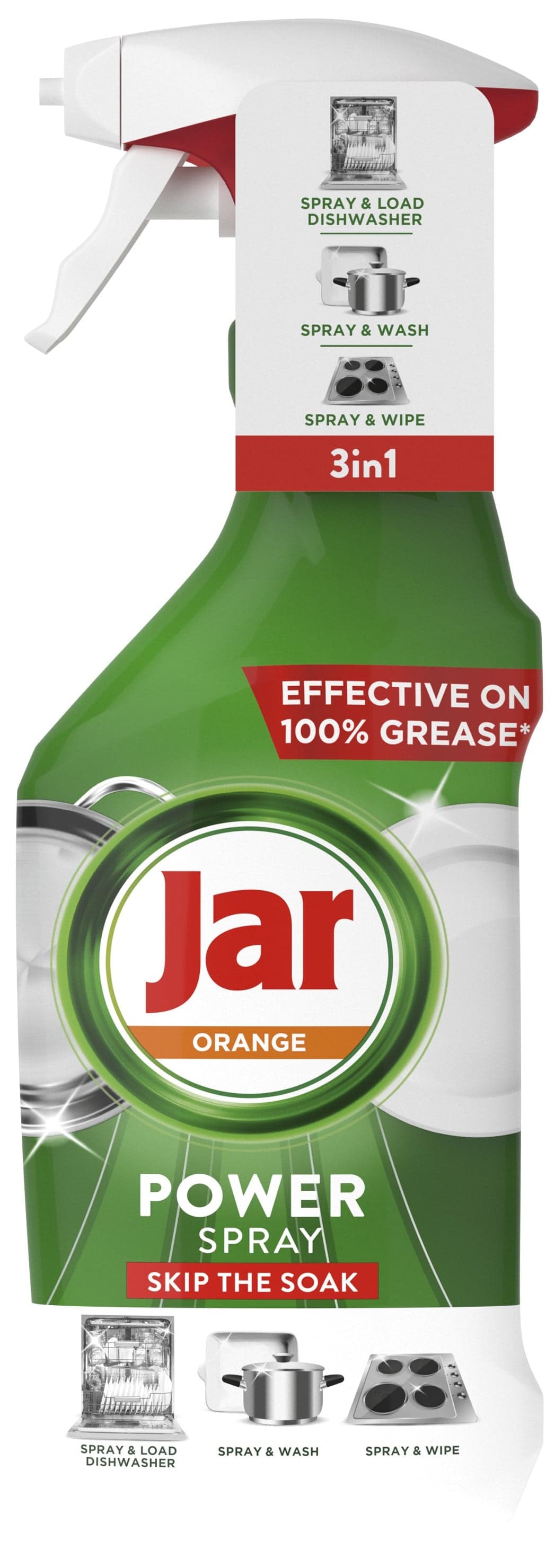 Jar Power Spray 3v1 víceúčelový sprej na nádobí a do kuchyně s pomerančovou vůní