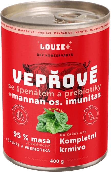 Louie Kompletní krmivo vepřové se špenátem a prebiotiky pro psy