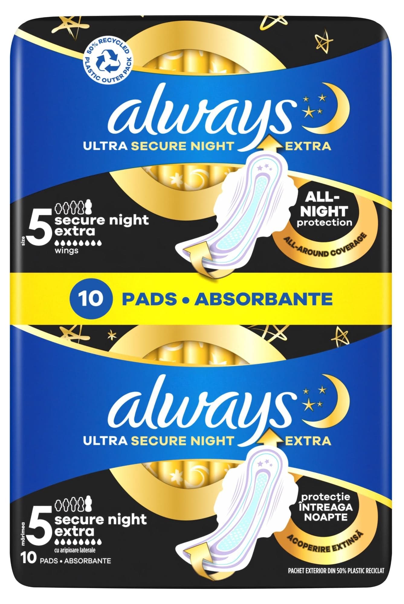 Always Ultra Secure Night Extra hygienické vložky s křidélky