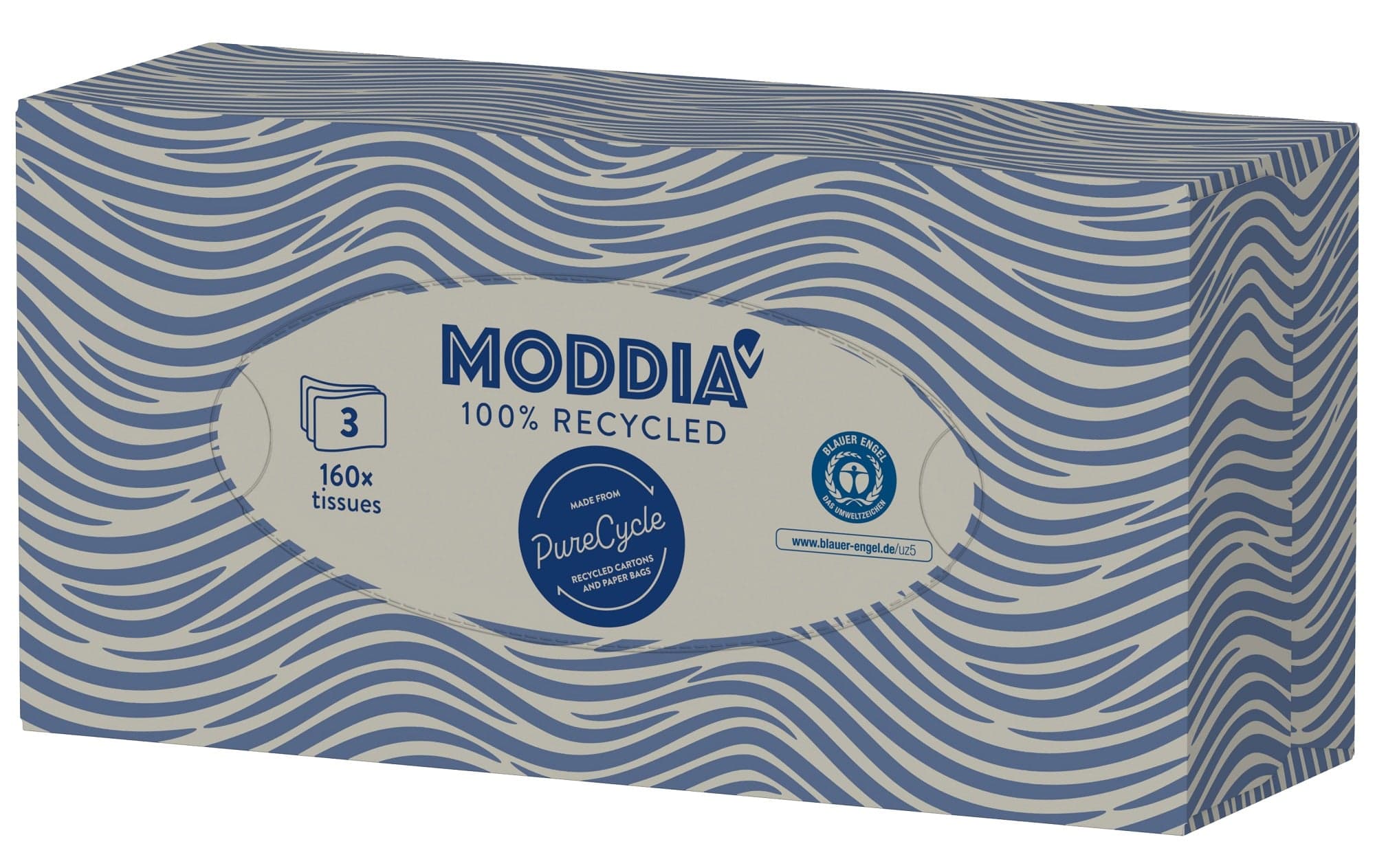 Moddia Papírové kapesníčky PureCycle 3vrstvé box