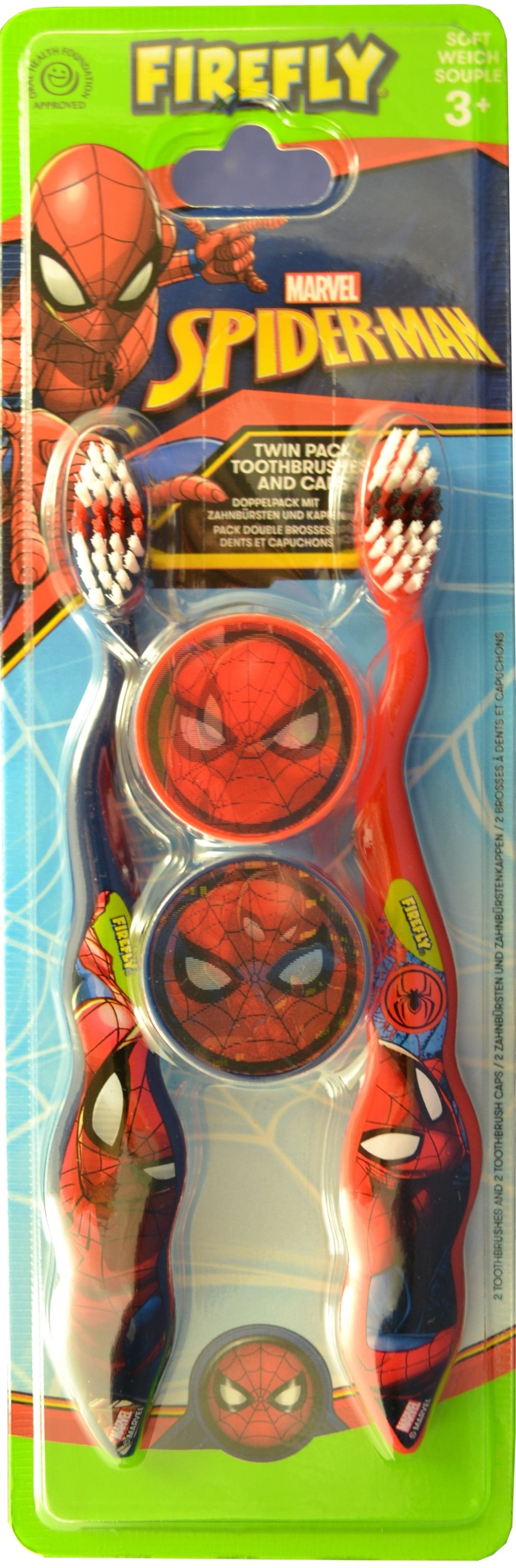 Firefly Spiderman dětský zubní kartáček s krytkou 3+ 2 ks