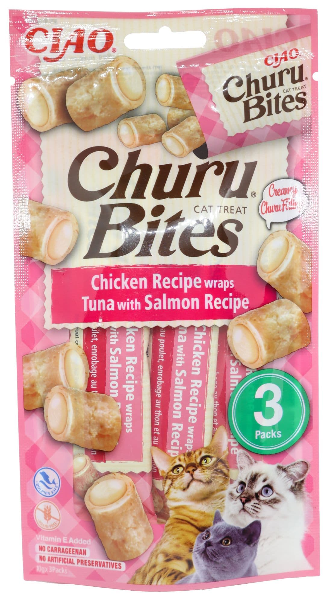 Inaba Churu Bites Cat Snack kuře, tuňák a losos 3×10 g