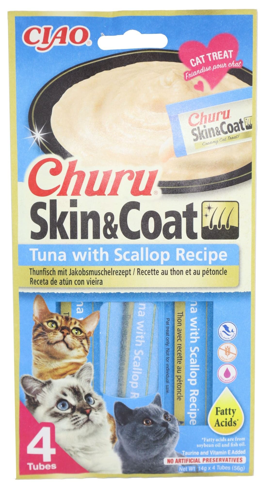 Inaba Churu Skin & Coat tuňák a hřebenatka 4×14 g