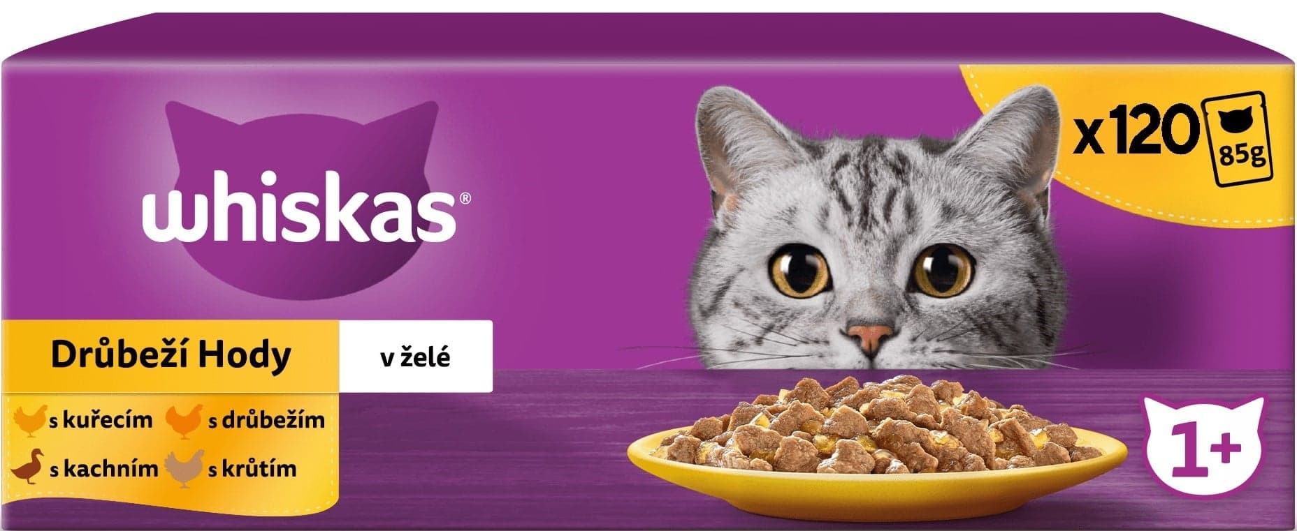 Whiskas Kapsičky drůbeží výběr v želé pro dospělé kočky 120×85 g