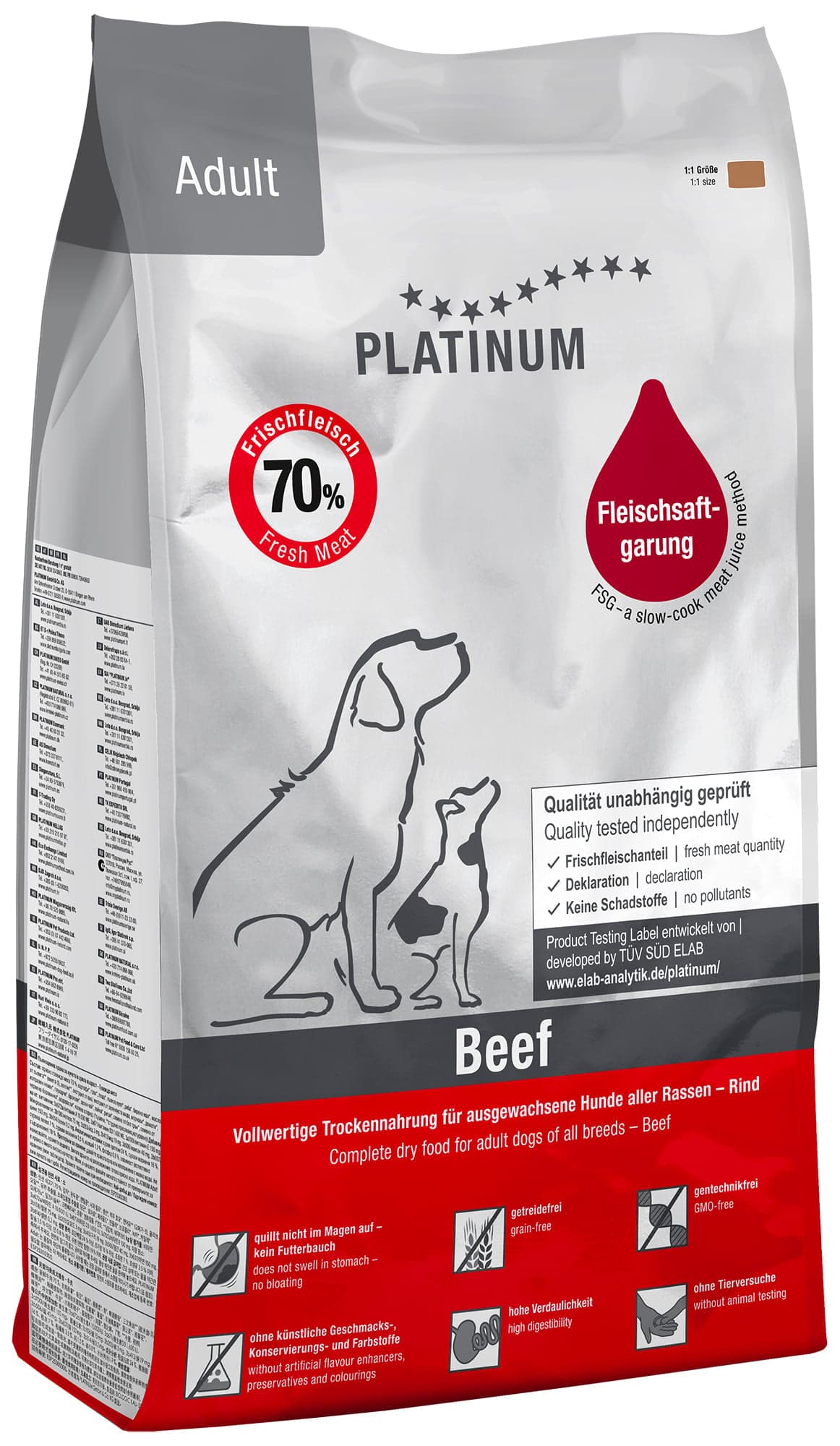 Platinum Natural Adult granulované krmivo pro psy hovězí