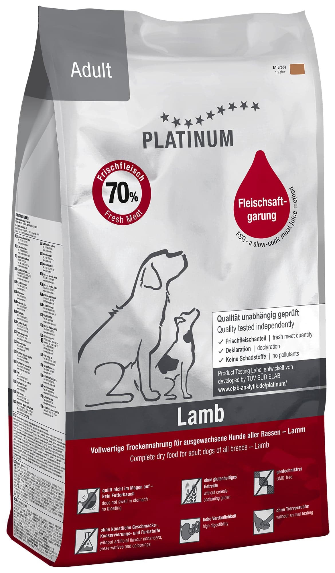 Platinum Natural Adult granulované krmivo pro psy jehněčí