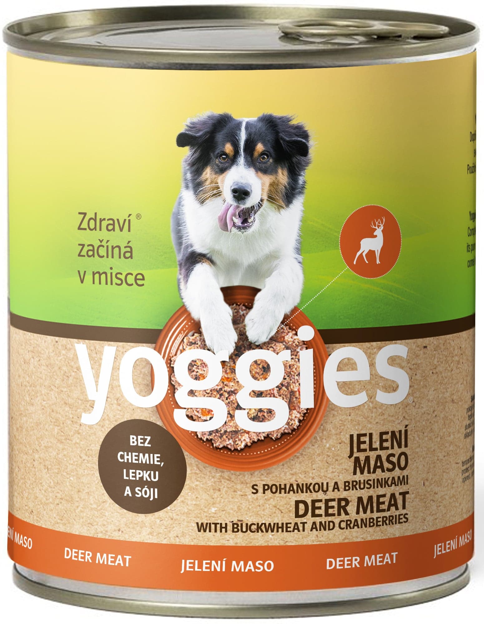 Yoggies Jelení konzerva s pohankou a brusinkami pro psy