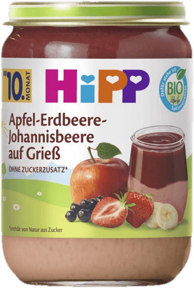 HiPP BIO Krupička s jablky, jahodami a černým rybízem 190 g