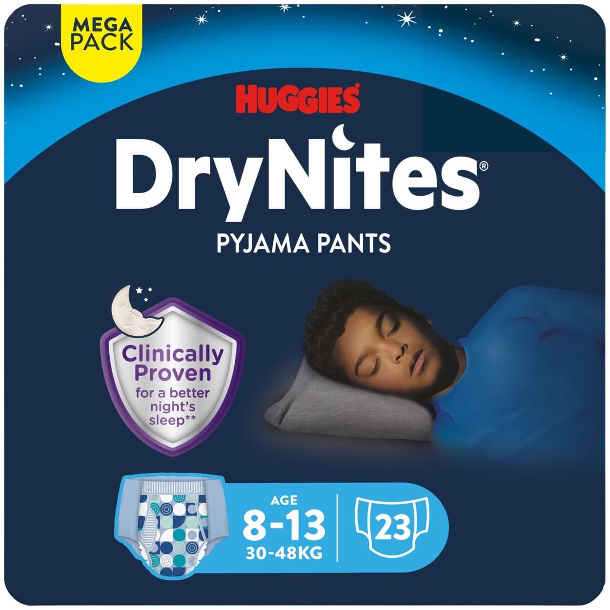 Huggies® DryNites jednorázové kalhotky na noc chlapecké L (30–34 kg)