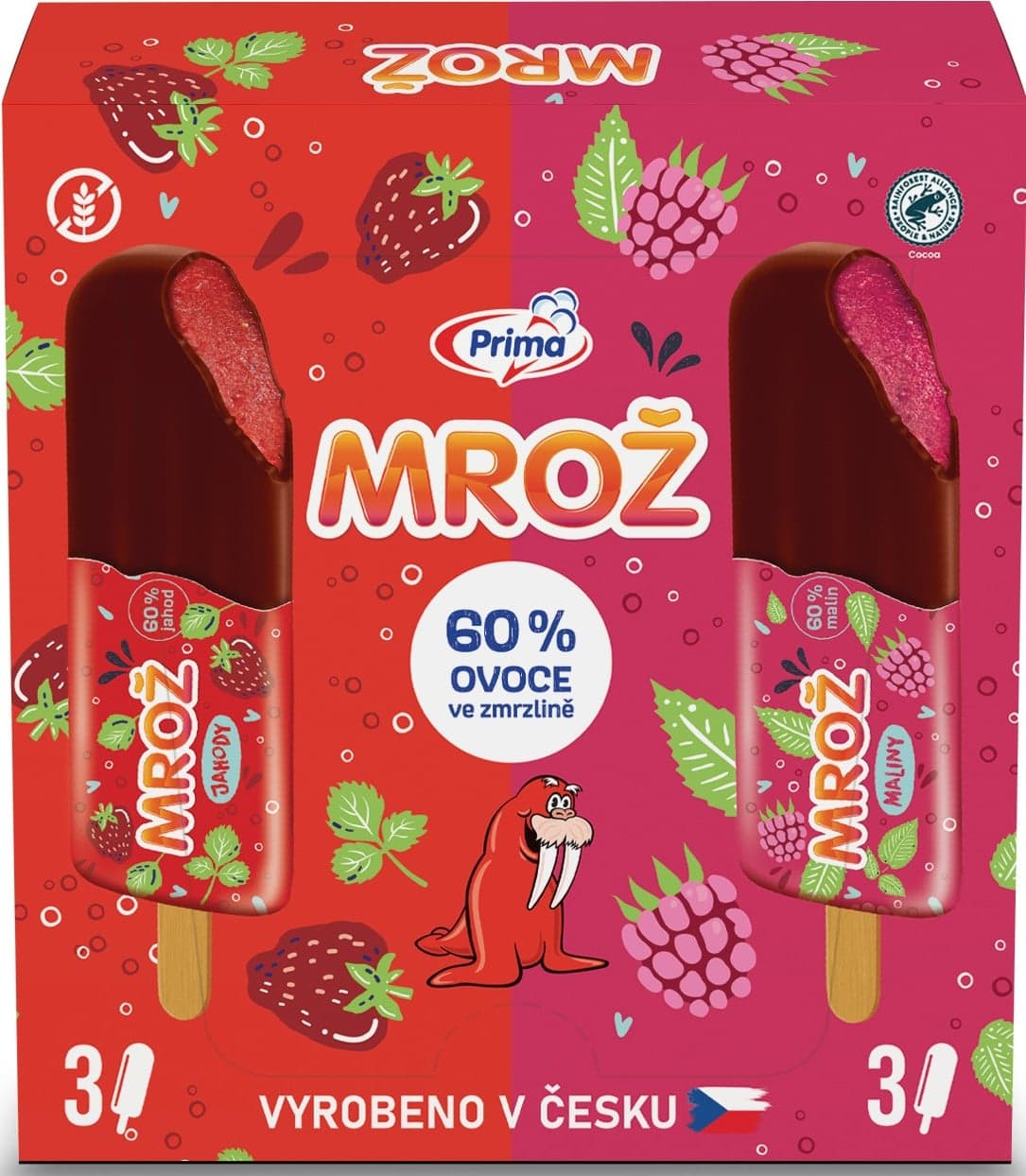 Mrož jahodový a malinový multipack (6×50 ml)