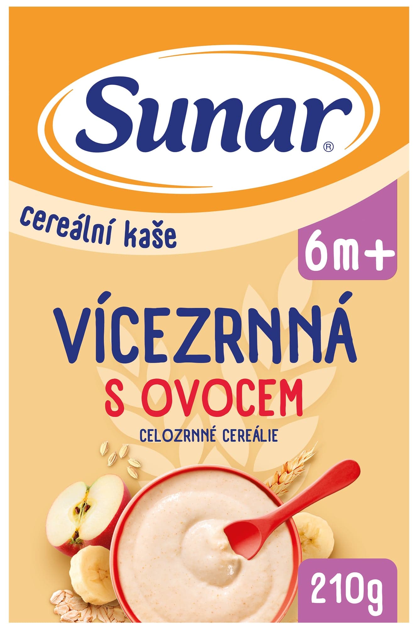 Sunar Vícezrná kaše s ovocem 210 g
