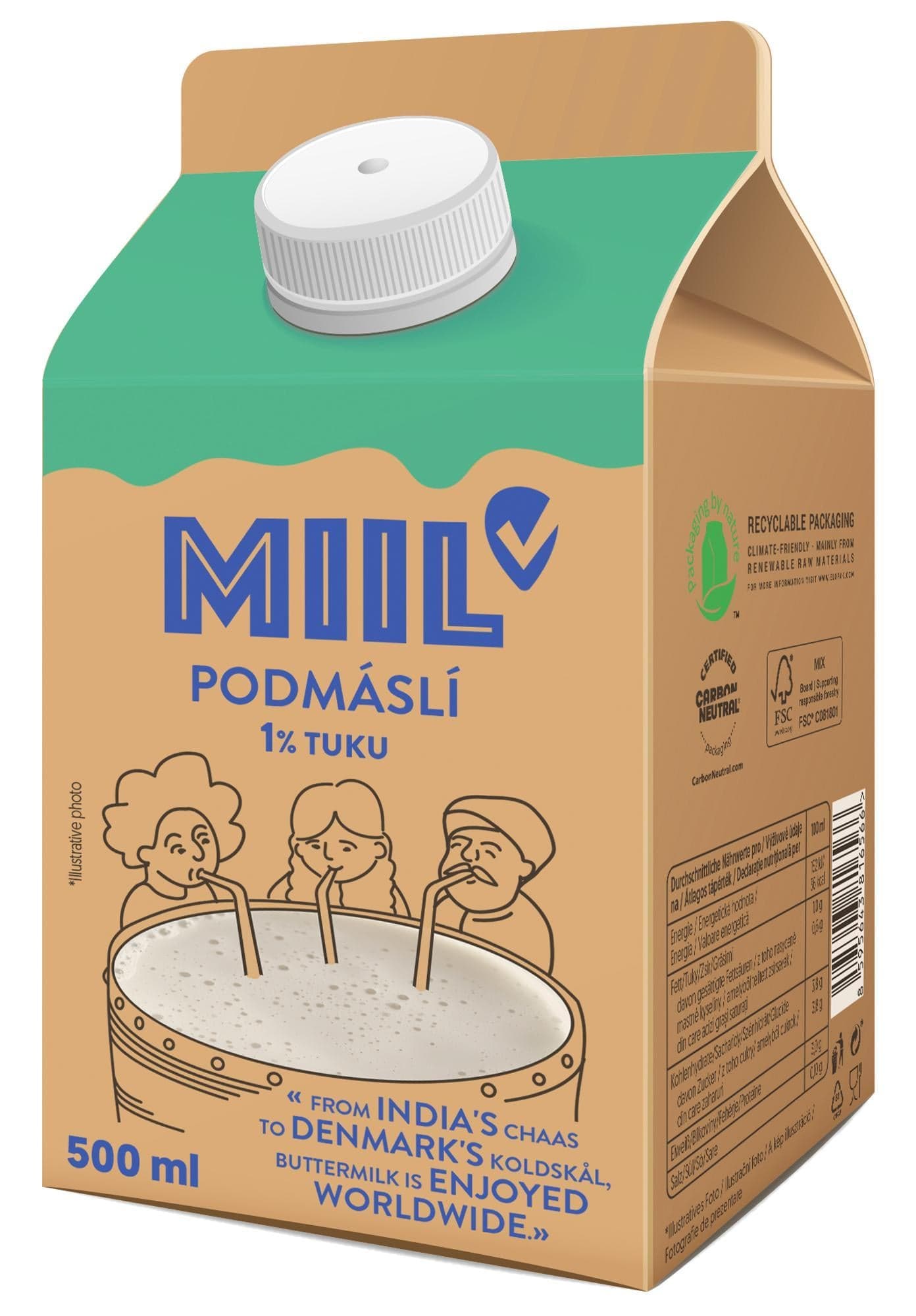 Miil Podmáslí kysané 1 % 500 ml