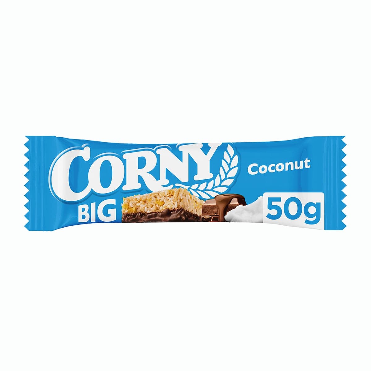 Corny BIG Cereální tyčinka s kokosem, polomáčená v mléčné čokoládě