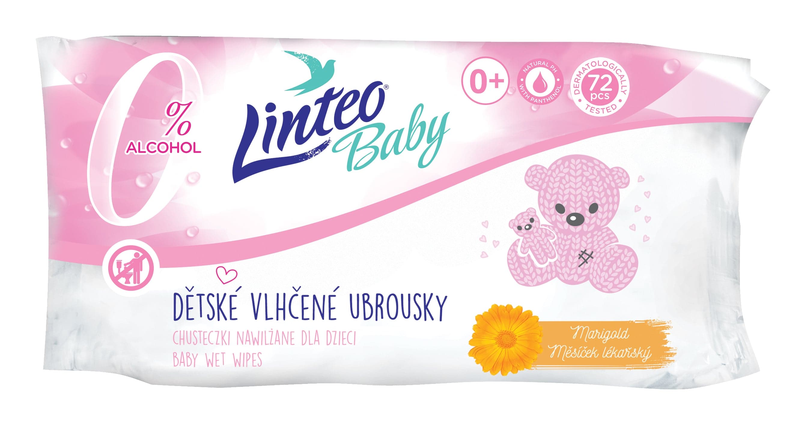 Linteo Baby Dětské vlhčené ubrousky s měsíčkem lékařským 72 ks