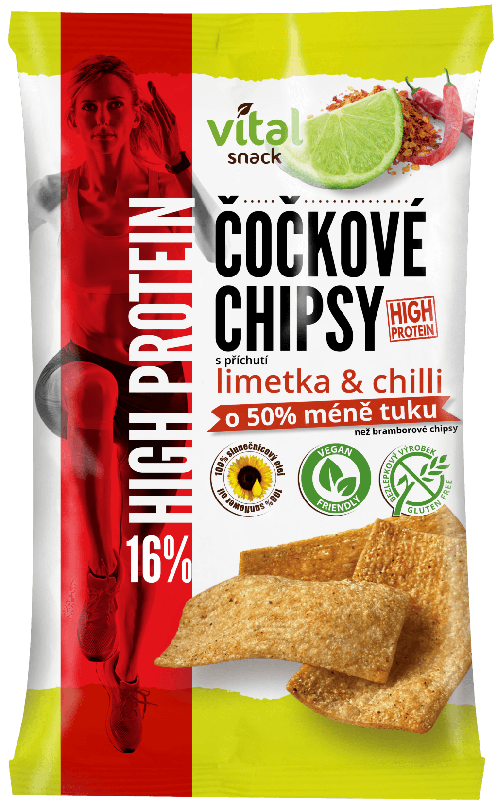 Vital Snack Čočkové chipsy limetka a chilli vysoký obsah proteinu