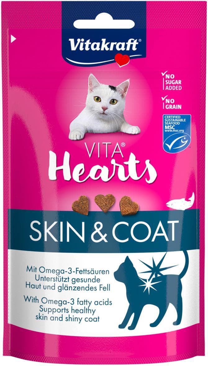 Vitakraft Vita Hearts Skin and Coat lososové pamlsky pro kočky