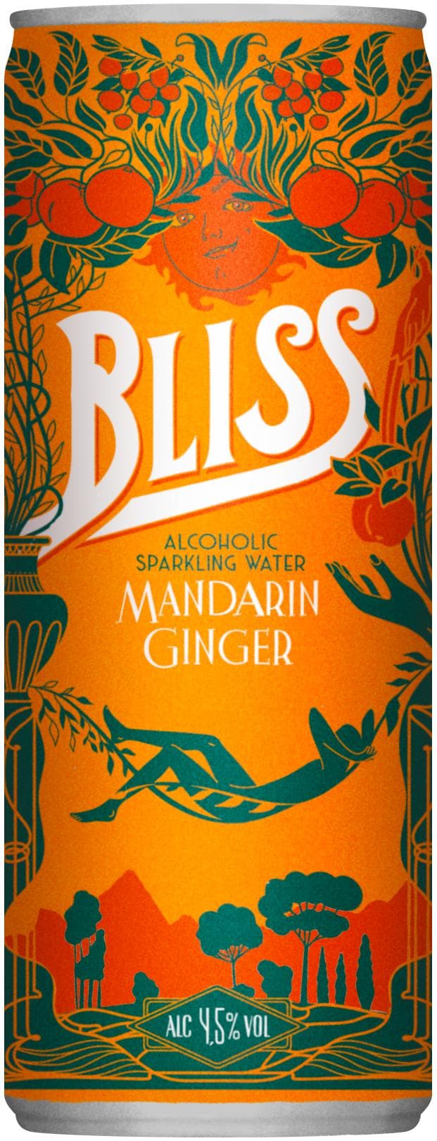 Bliss mandarinka a zázvor, perlivá voda s kapkou vína 4,5% obj.
