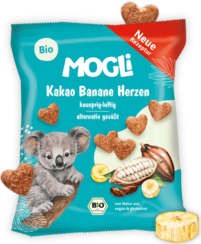 Mogli BIO Kakaová křupavá srdíčka s banánem