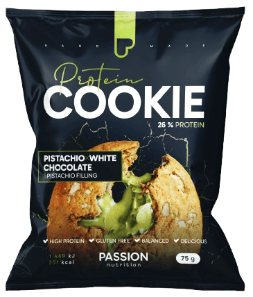 Passion Nutrition Plněná proteinová cookie s pistácií, bílou čokoládou a pistáciovou náplní 75 g
