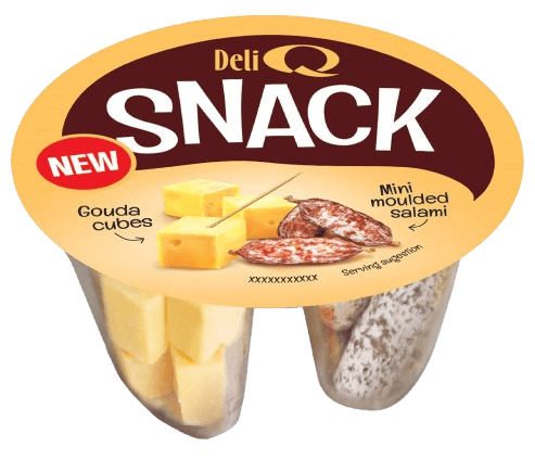 Deli Q Snack Gouda kostičky a mini salámky