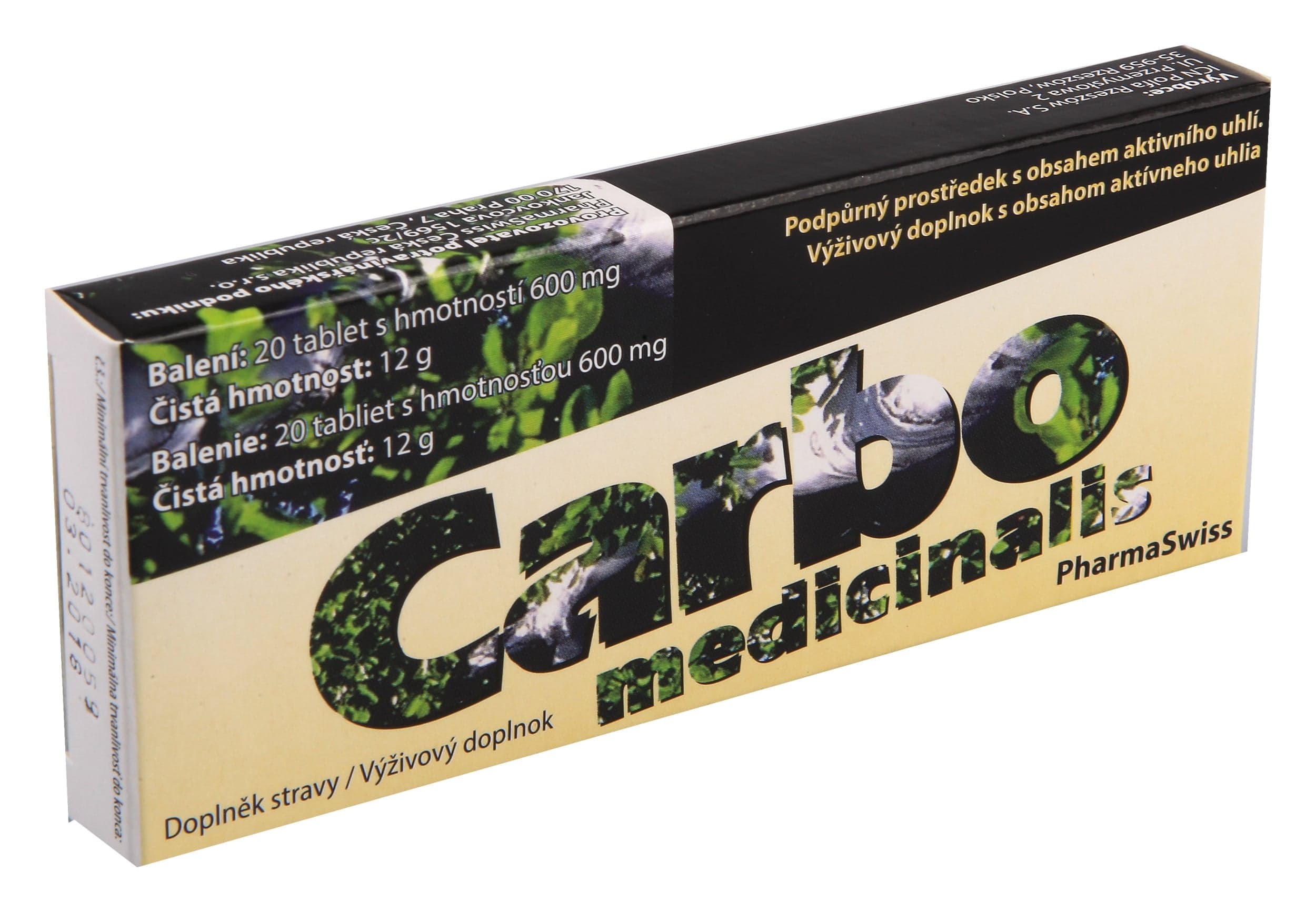Carbo medicinalis PharmaSwiss tbl.20 20 ks