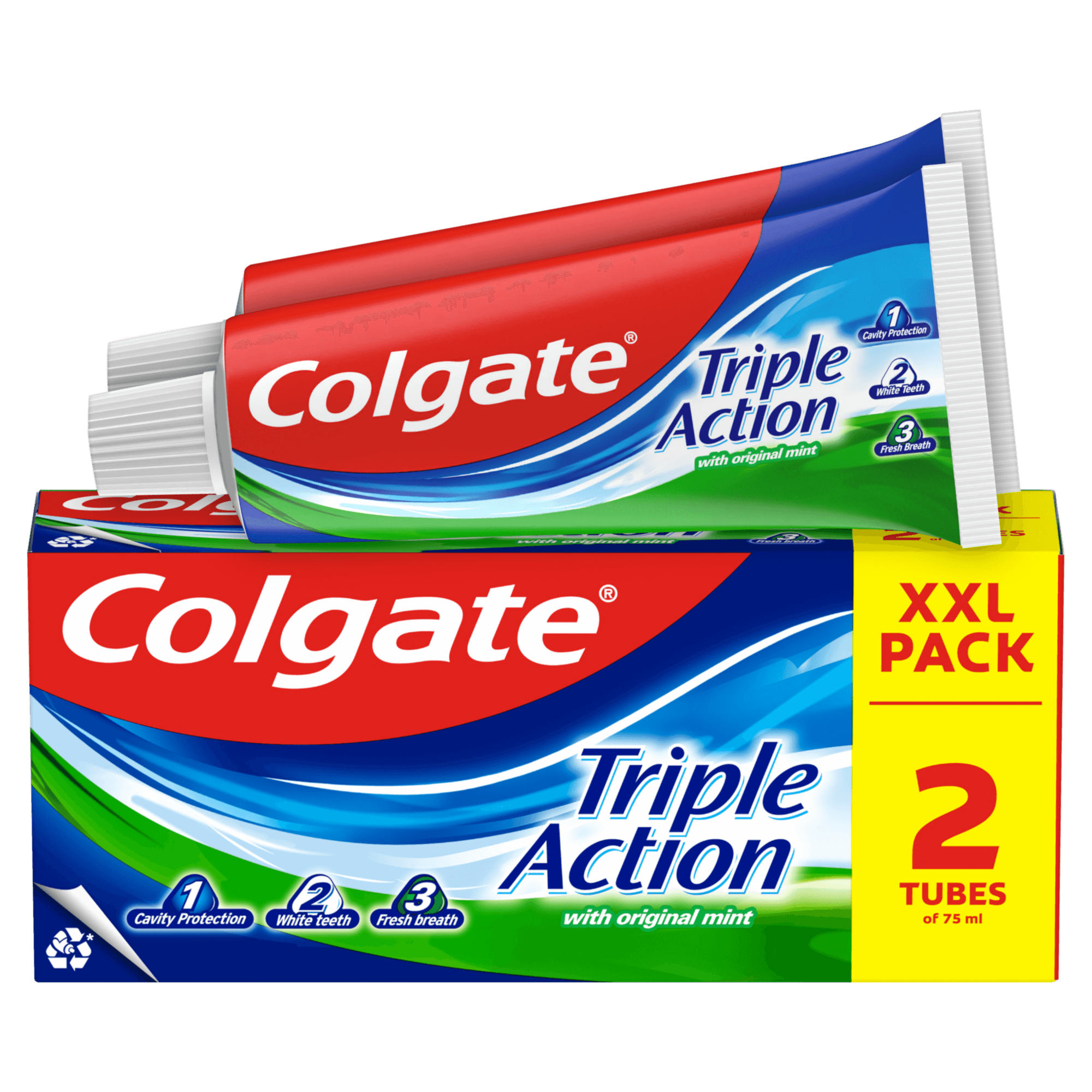 Colgate Triple Action Original Mint zubní pasta, 2×75 ml