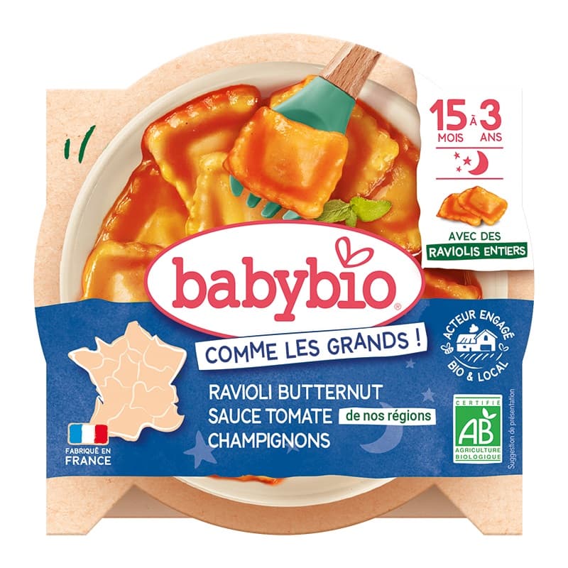 Babybio BIO Ravioli s dýňovou nádivkou, rajčatovým pyré a žampiony