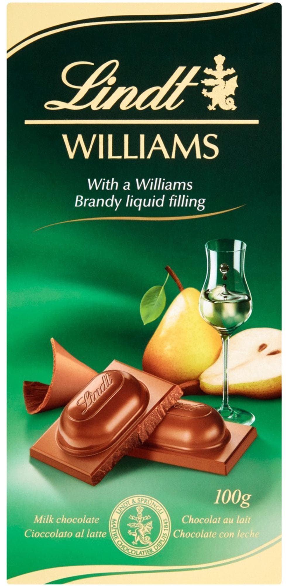 Lindt Méčná čokoláda s hruškovicí odrůdy Williams 100 g