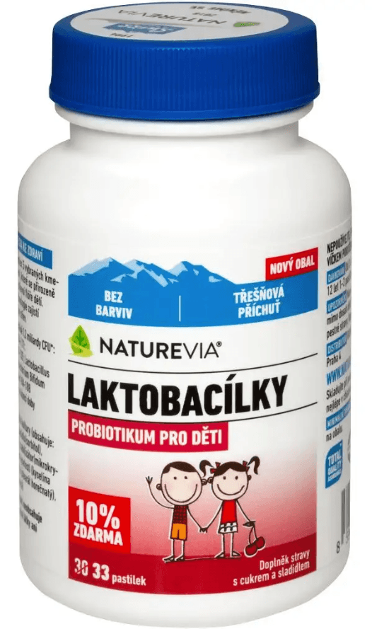 NatureVia Laktobacílky třešňové 33 pastilek 33 ks